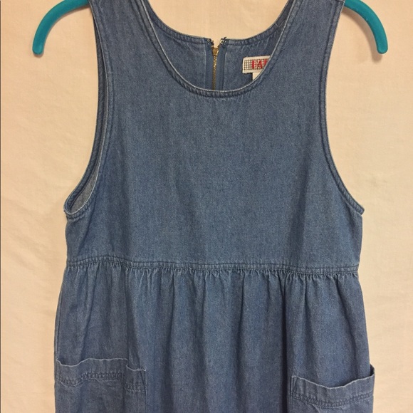 SOLD 🌻 FADS denim jumper dress / pockets - Picture 7 of 7